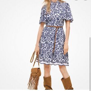 Michael Michael Kors Blue-White Lace Crochet Dress New without tag